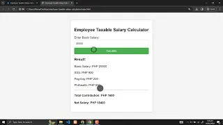 Employee Taxable Salary Calculator Using HTML CSS and JavaScript with Source Code