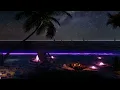 Purple Beach Night Ambience | Ocean Sound for Sleep | Campfire ASMR