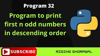Write a python program to print first n odd numbers in descending order o level python program