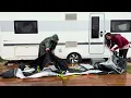 CAMPING IN A HOME COMFORT CARAVAN  DURING HEAVY RAIN