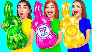 रिच बनाम ब्रोक बनाम गीगा रिच फूड चैलेंज | मज़ेदार भोजन युद्ध TeenDO Challenge
