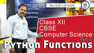 Class XII Computer Science Python Functions Part - 2 CBSE