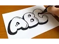 Very Easy How to Draw Graffiti Bubble Letters ABC
