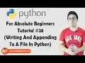 Writing And Appending To A File Python Tutorials For Absolute Beginners In Hindi