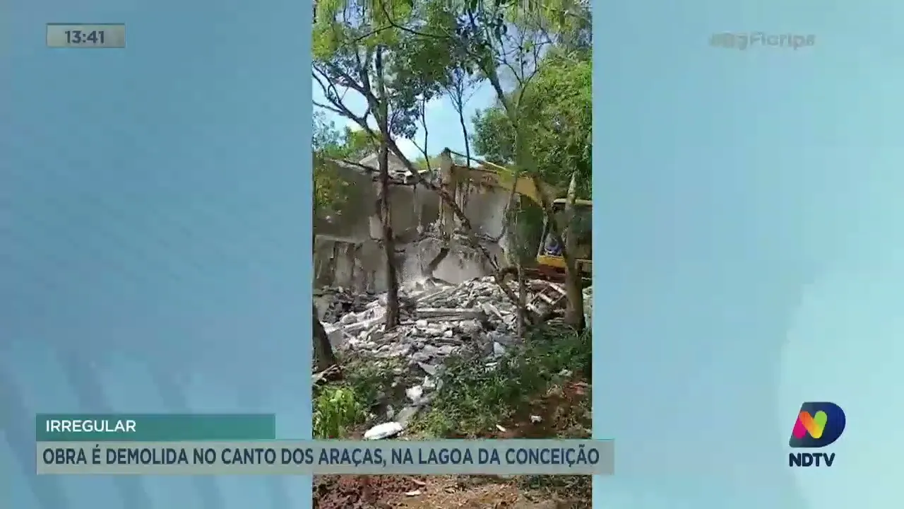 Obra irregular é demolida na Lagoa da Conceição, em Florianópolis