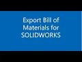 Export Bom to Excel SOLIDWORKS