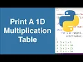 Print A 1D Multiplication Table Python Example