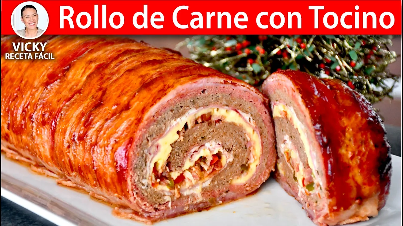 ROLLO DE CARNE CON TOCINO    Vicky Receta Facil