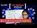 Day- P- List Methods AI DS and ML complete course for beginners in English Hire Ready