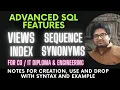 Database Management - Views Sequence Index Synonyms