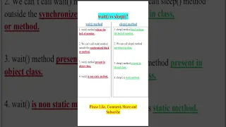 Java Interview Question - Difference between wait method and sleep method