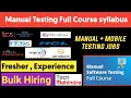 Manual testing full syllabus for freshers and experience WFH Manual testing job for freshers exp