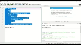 Conversion binario a decimal y decimal a binario en Python