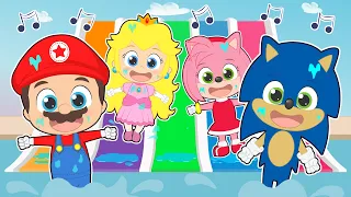 CINCO BEBÉS 🍄🌀 Con Mario, Sonic y sus Amigos 🎶 Canciones infantiles