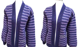 جاكيت كروشيه بدون حردات سهل جدا للمبتدئين ج٢ Crochet Jacket Crochet Cardigan 