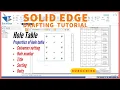 solid edge hole table How to use hole table in solid edge drafting