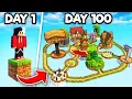 I Survived 100 Days In ONE BLOCK SKYBLOCK In Minecraft Hardcore