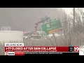 Overhead sign falls across I-77 after semi crash