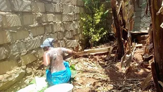 traditional african way of outdoor sun bathing 