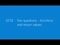 GCSE functions and return values
