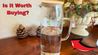 2 Sets Glass Pitcher with Lid 50 oz 1500 ml Water Carafe with Handles Hot Cold Beverage