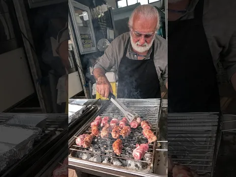 Italian Meat Bomb-Skewers. Italy Street Food Festival