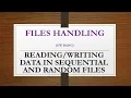 Reading and Writing data to sequential and Random files in GW BASIC GW BASIC files handling chapter