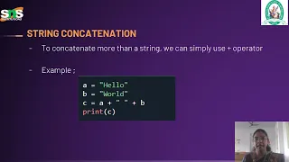 Unit 2 - Strings in Python Mrs M Viveka SNS Institutions