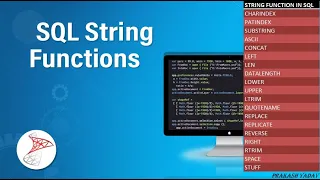 Day-10 STRING FUNCTION IN SQL CHARINDEX PATINDEX SUBSTRING STUFF SQL Tutorial in Hindi