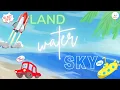 Download Lagu Land Water and Sky Music Video・ Lyrics (for kids) | Cars, Boats, Airplane Sounds \u0026 more・EchoKids