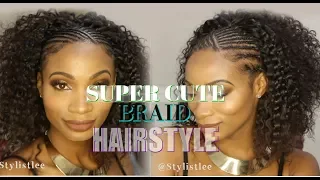 Best Braided Half-Up Half-Down with Sew in Curly Hair Hair Makeover Feat Young Head Beats