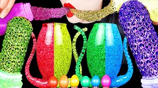 ASMR RAINBOW DRINKS *VAMPIRE BOBA TEA, FROG EGGS HONEY JELLY EATING SOUNDS, DRINKING SOUNDS 신기한 물 먹방