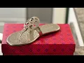 Tory Burch Unboxing Miller Sandals Spark Gold Metallic Wrinkled Leather 2023