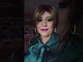 Green satin Pussy-bow blouse Transvestite