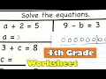 4th Grade Math - Solve For Unknown Variable Worksheet Pre Algebra Printable Worksheet