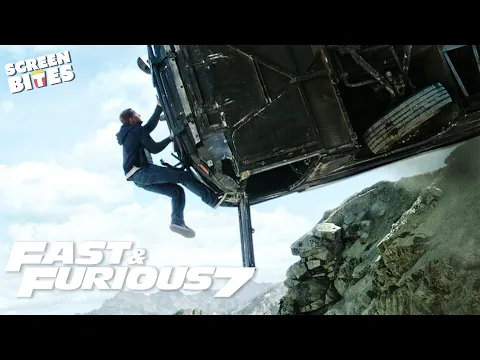 The Epic Cliff Scene | Jumping Off a Moving Bus | Fast & Furious 7 (2015) | Screen Bites