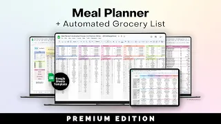 Google Sheets Meal Planning Template with Automated Grocery List Spreadsheet Full Tour