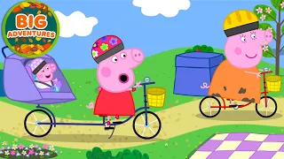 peppa pig takes baby evie on her first bike ride family adventure tales full episodes 18 mins