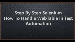 How to handle dynamic WebTable In Selenium