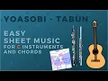 YOASOBI - Tabun [EASY sheet music with CHORDS] for flute, violin...
