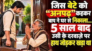 जिस बेटे को “अनपढ़” कहकर बाप ने घर से निकाला… 5 साल बाद उसी के दरवाज़े पर हाथ जोड़कर खड़ा था! 😭💔