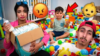 أصبحنا أب و أم لطفل صغير لمدة 24 ساعة 👶🍼 لكن للأسف 😱💔 كاد أن يتعرض لحادث خطير ! 🚨😨