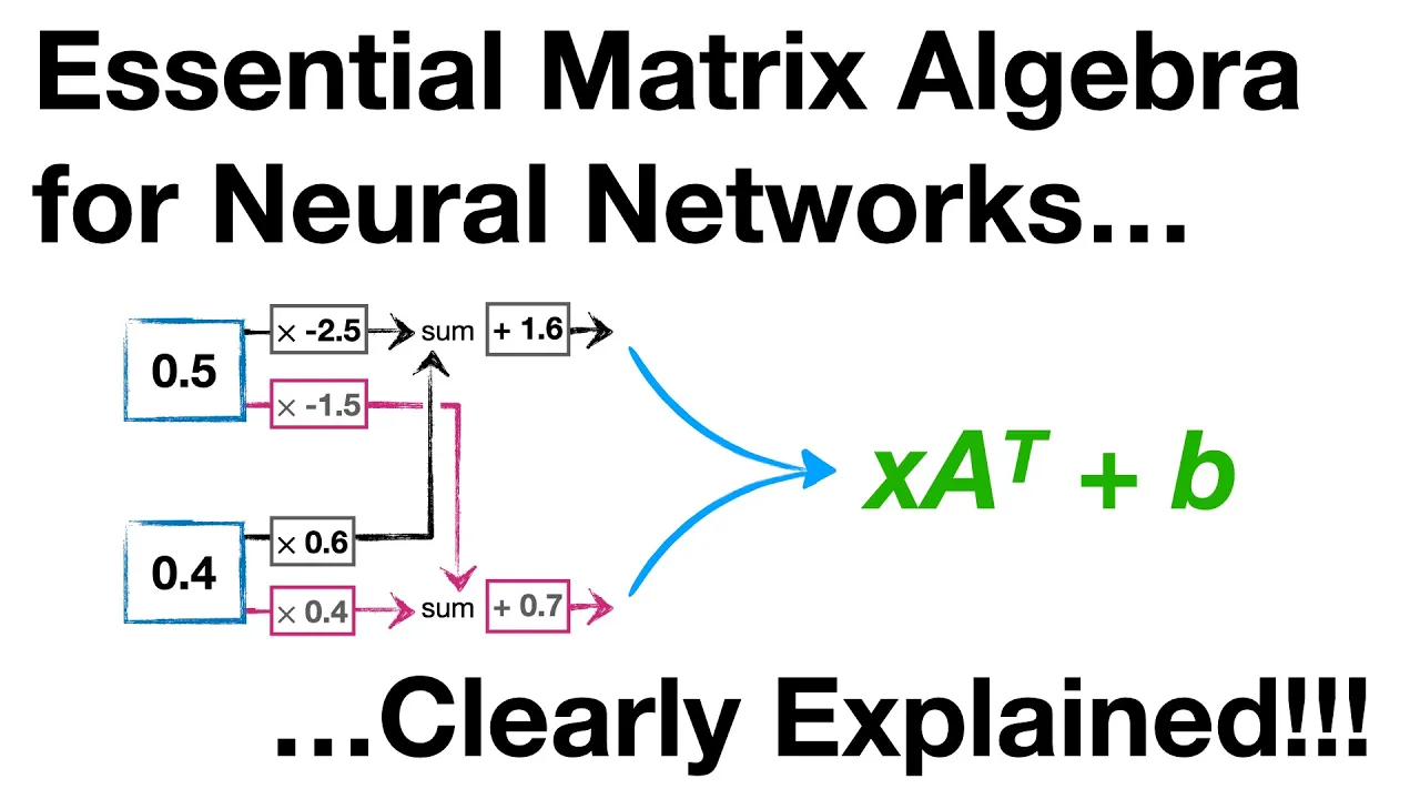 Essential Matrix Algebra for Neural Networks, Clearly Explained!!!
