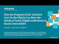 How the Program of AIC for the Elderly Can Aid Dually Eligible Individuals in Rural Communities