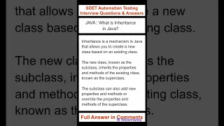 JAVA What is inheritance in Java SDET Automation Testing Interview Questions Answers