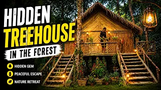 She Built This Hidden Bamboo Treehouse Alone in the Forest!