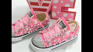 HOW TO EMBELLISH CONVERSE USING FLATBACK RHINESTONES AND PEARLS DIY TUTORIAL
