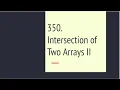 Intersection of Two Arrays II Leetcode 350
