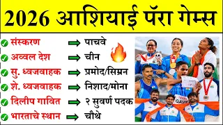 आशियाई पॅरा खेळ 2026 प्रश्न | Asian Para Games 2026 Marathi |Chalu Ghadamodi 2026 |Suhas Bhise