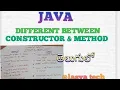 Different Between Constructor Method in Java in Telugu lasyatech
